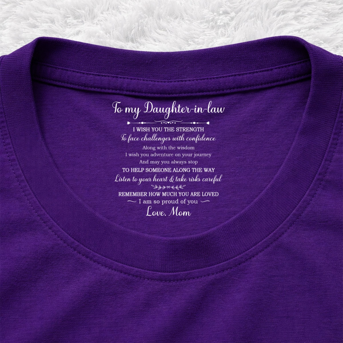 Custom Mother's Day Gift for Daughter • Face Challenges With Confidence - Personalized Inside Neck Print T-Shirt