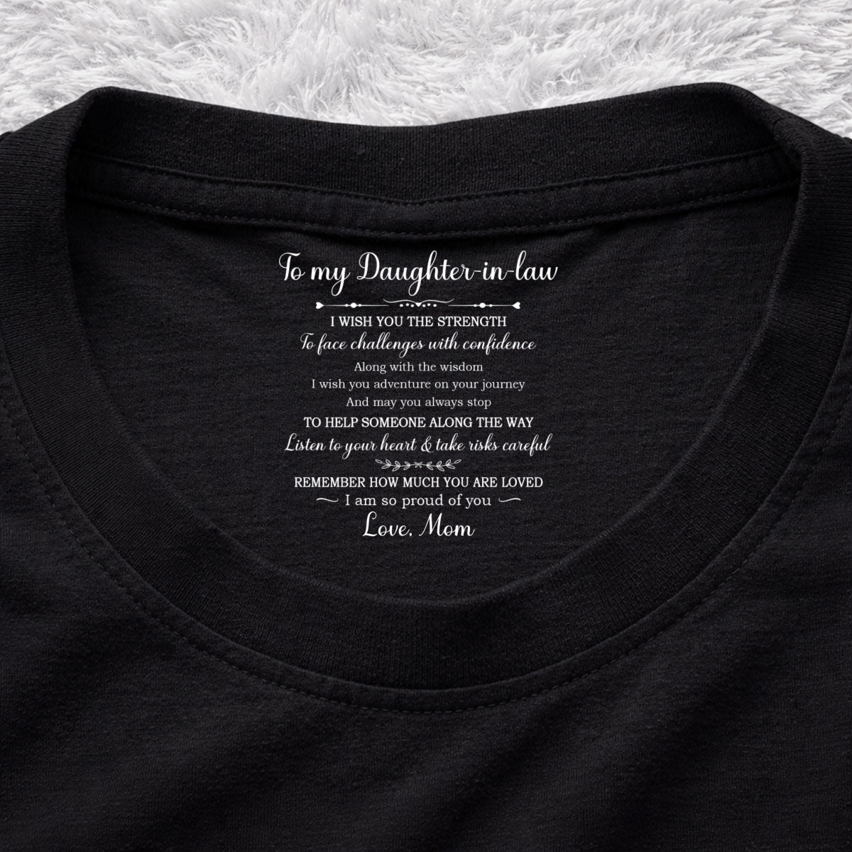 Custom Mother's Day Gift for Daughter • Face Challenges With Confidence - Personalized Inside Neck Print T-Shirt