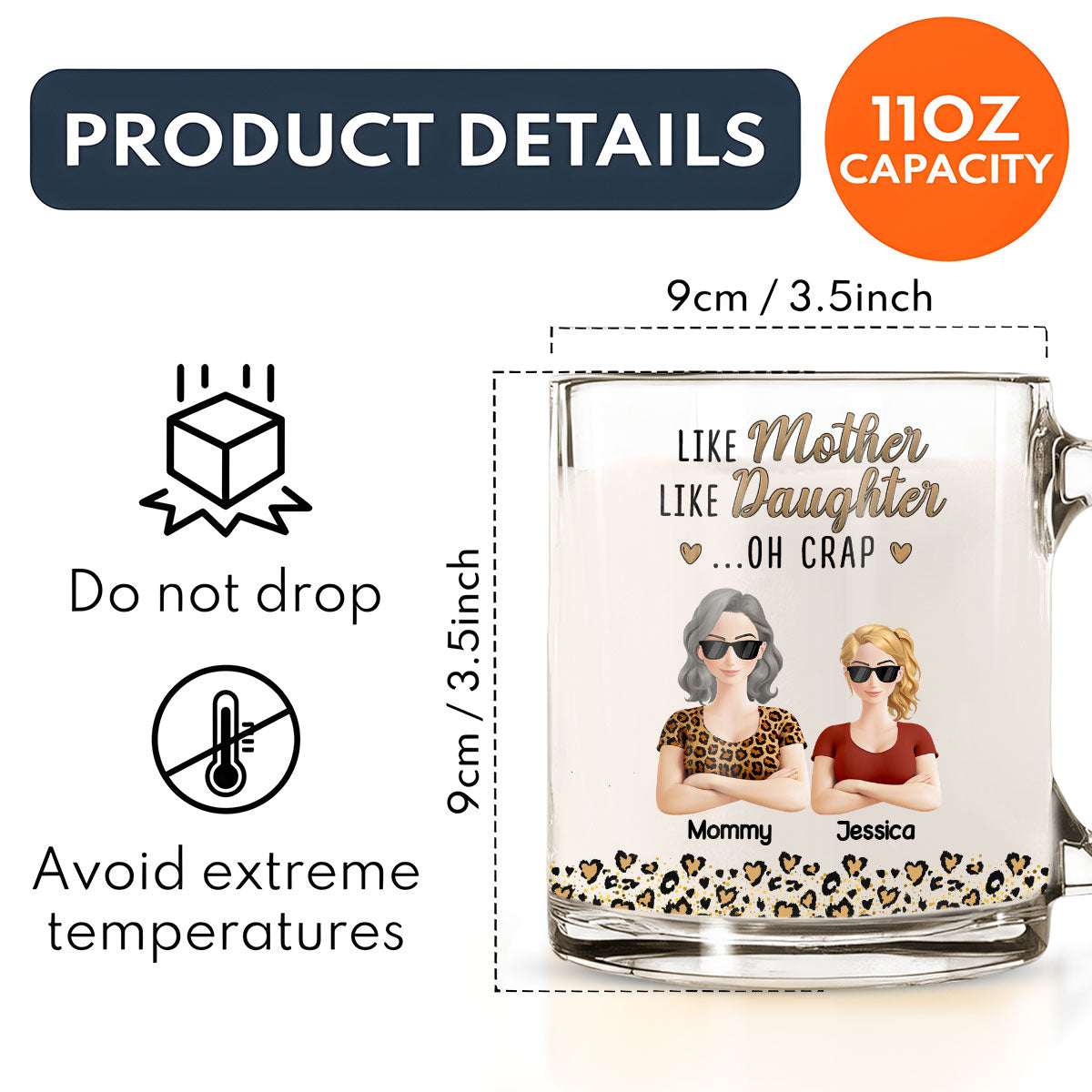 Custom Mother's Day Gift for Mom & Grandma • Like Mother Like Daughter - Personalized Glass Mug