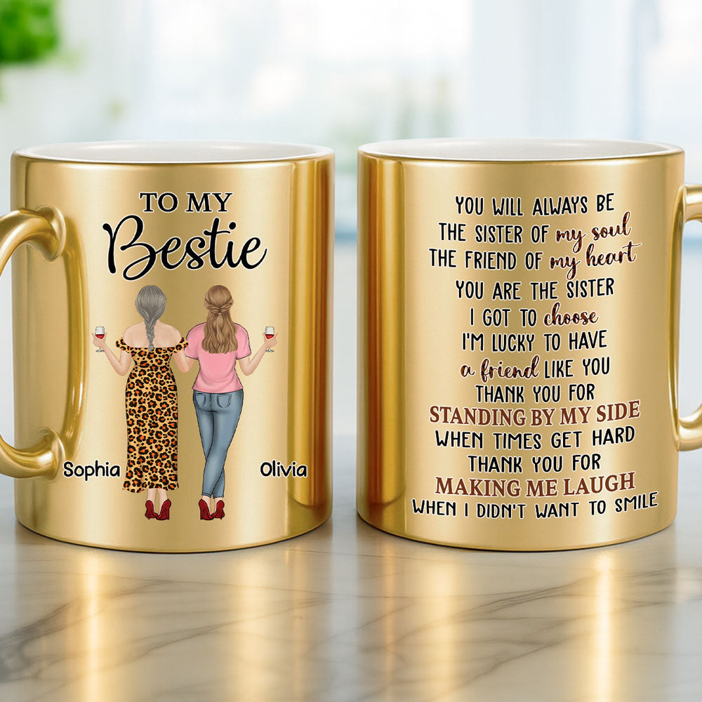 Custom Best Friend, Christmas & Birthday Friendship Keepsake Gift • Soul Sister - Personalized Metallic Mug