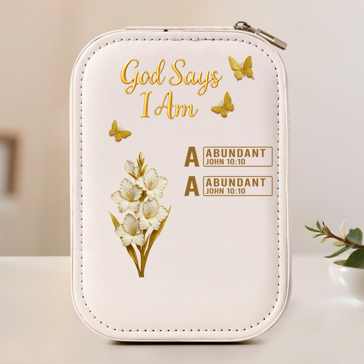 God Says I Am Bible - Personalized Jewelry Box With LED Mirror