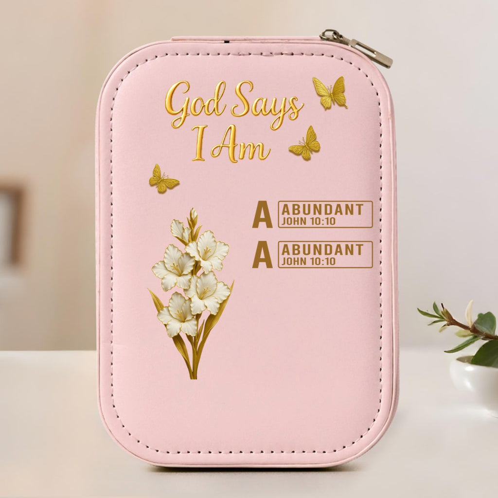 God Says I Am Bible - Personalized Jewelry Box With LED Mirror