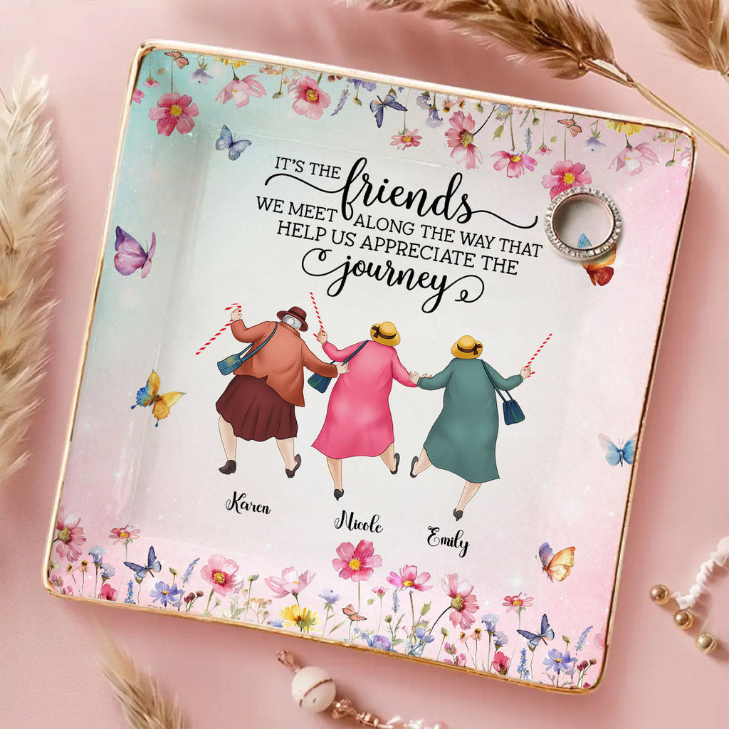 Custom Bestie Trinket Dish, Birthday Christmas Gift For Best Friend • Every Chapter Better With Friends - Personalized Jewelry Dish