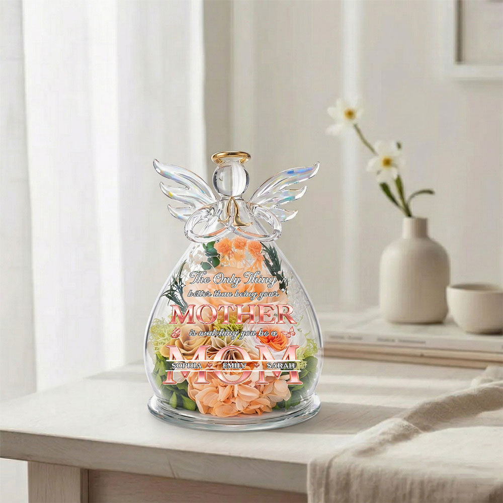 The Only Thing Better Than - Personalized Glass Angel Figurines Fresh Flowers