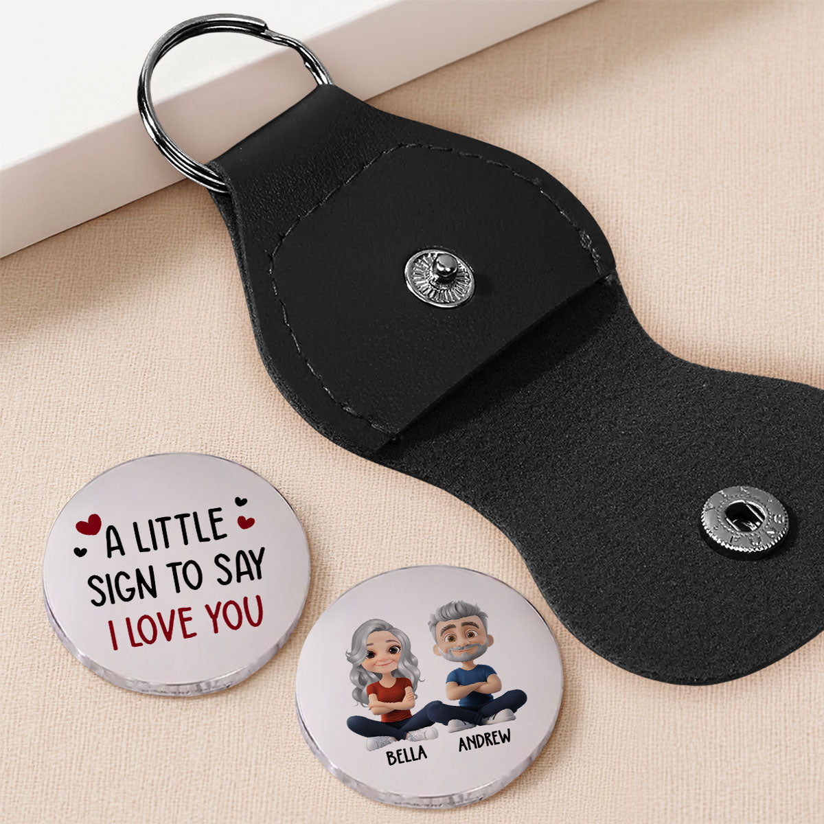 Custom Coin Keychain for Husband, Couple Anniversary Valentine's Day Gifts • A Little Sign For You - Personalized Pocket Hug