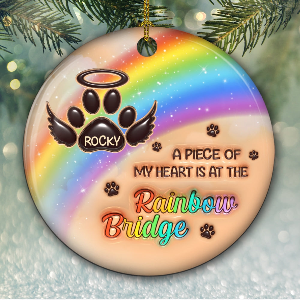 Custom Keepsake Christmas Ornament •  I Wish The Rainbow Bridge Had Visiting Hours - Personalized 3D Inflated Effect Ceramic Ornament
