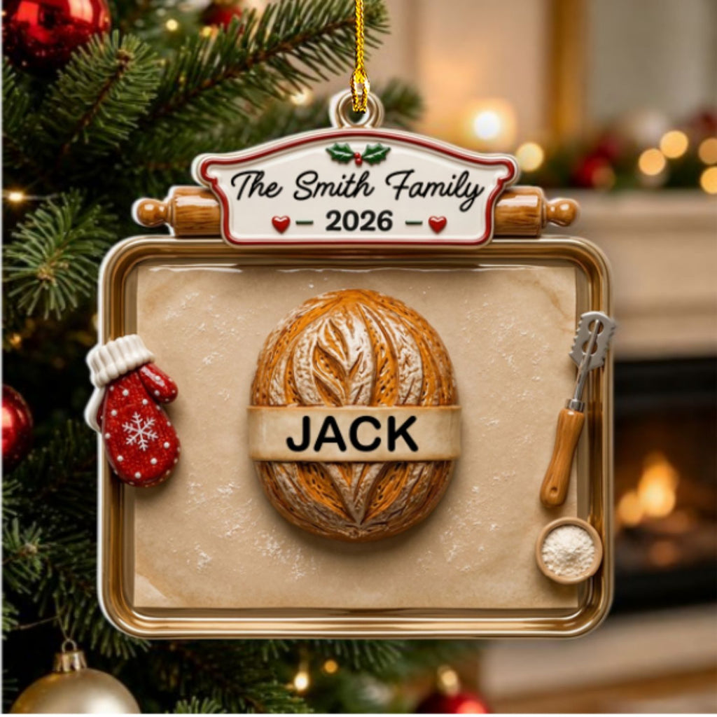 Custom Family Ornament, Christmas Gift for Family Members •  Bake Some Joy This Christmas - Personalized 3D White Acrylic Ornament