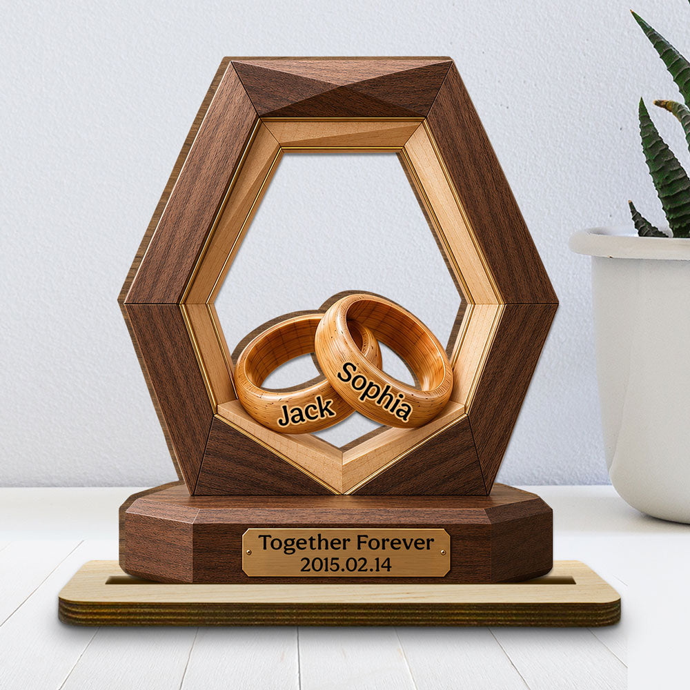 Custom Couple's Decor, Anniversary & Wedding Gift • Infinity Love - Personalized 2-Layer Wood Plaque With Flat Base