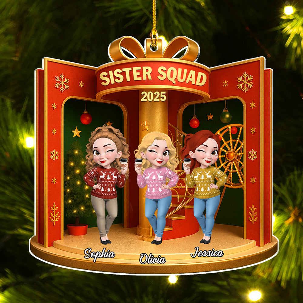 Custom Friendship Christmas Ornament, Best Friend Gift •  Besties In The Dollhouse - Personalized Acrylic Ornament