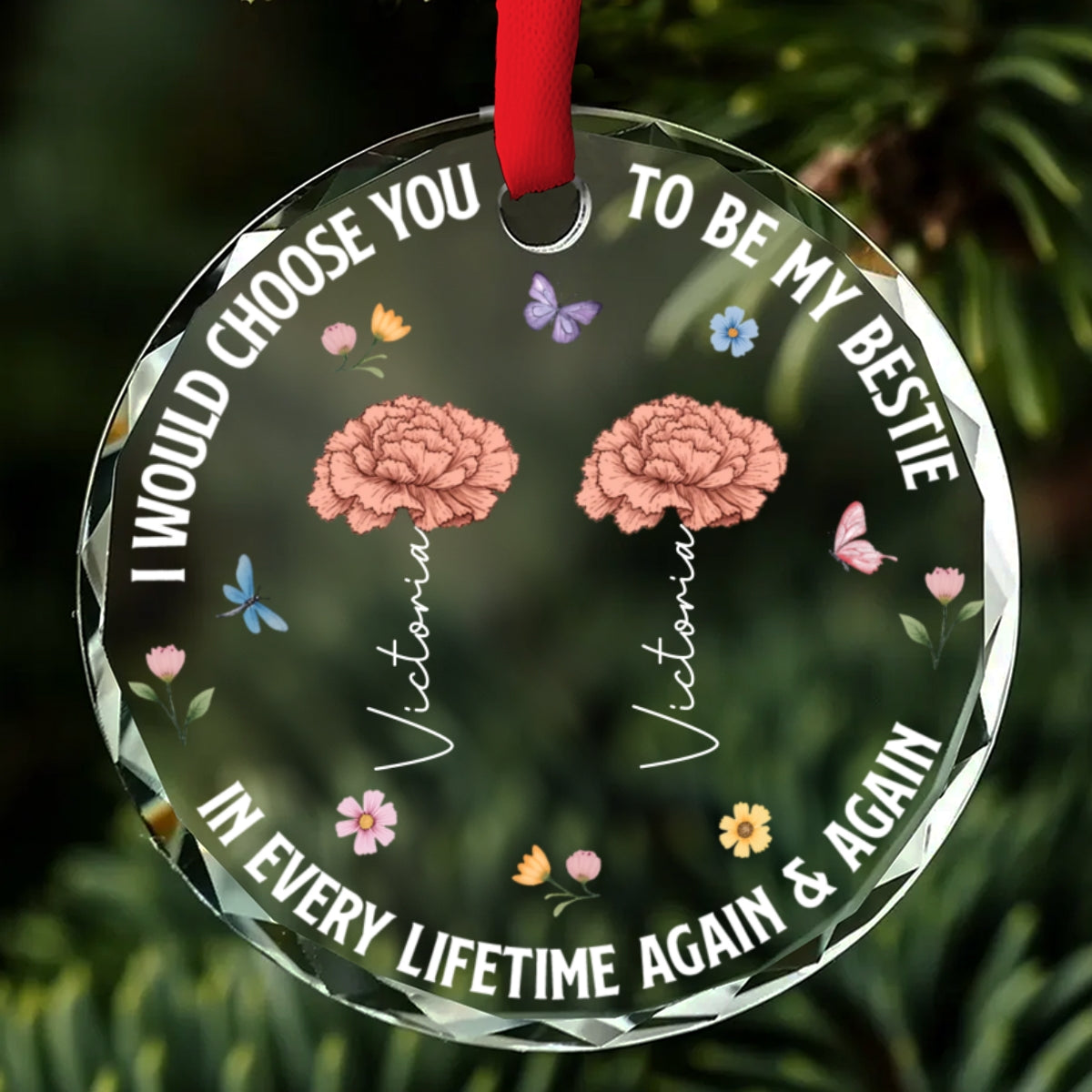 Custom Sister Christmas Ornament •  Choose You To Be My Sister - Personalized Glass Ornament