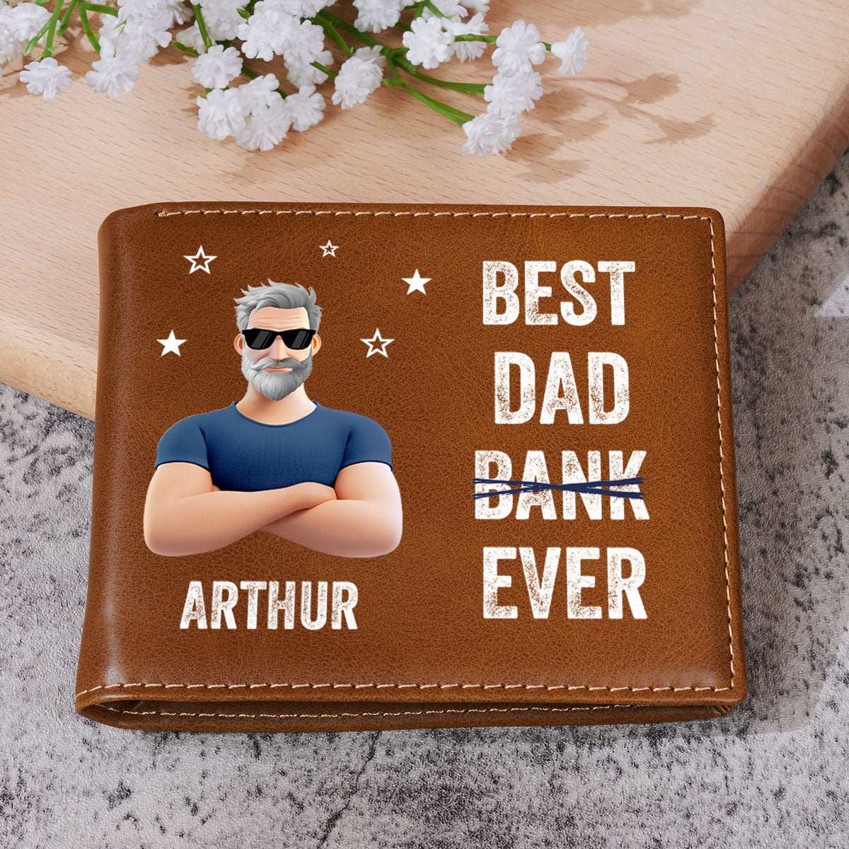 Best Dad Ever - Personalized Printed Men Leather Wallet