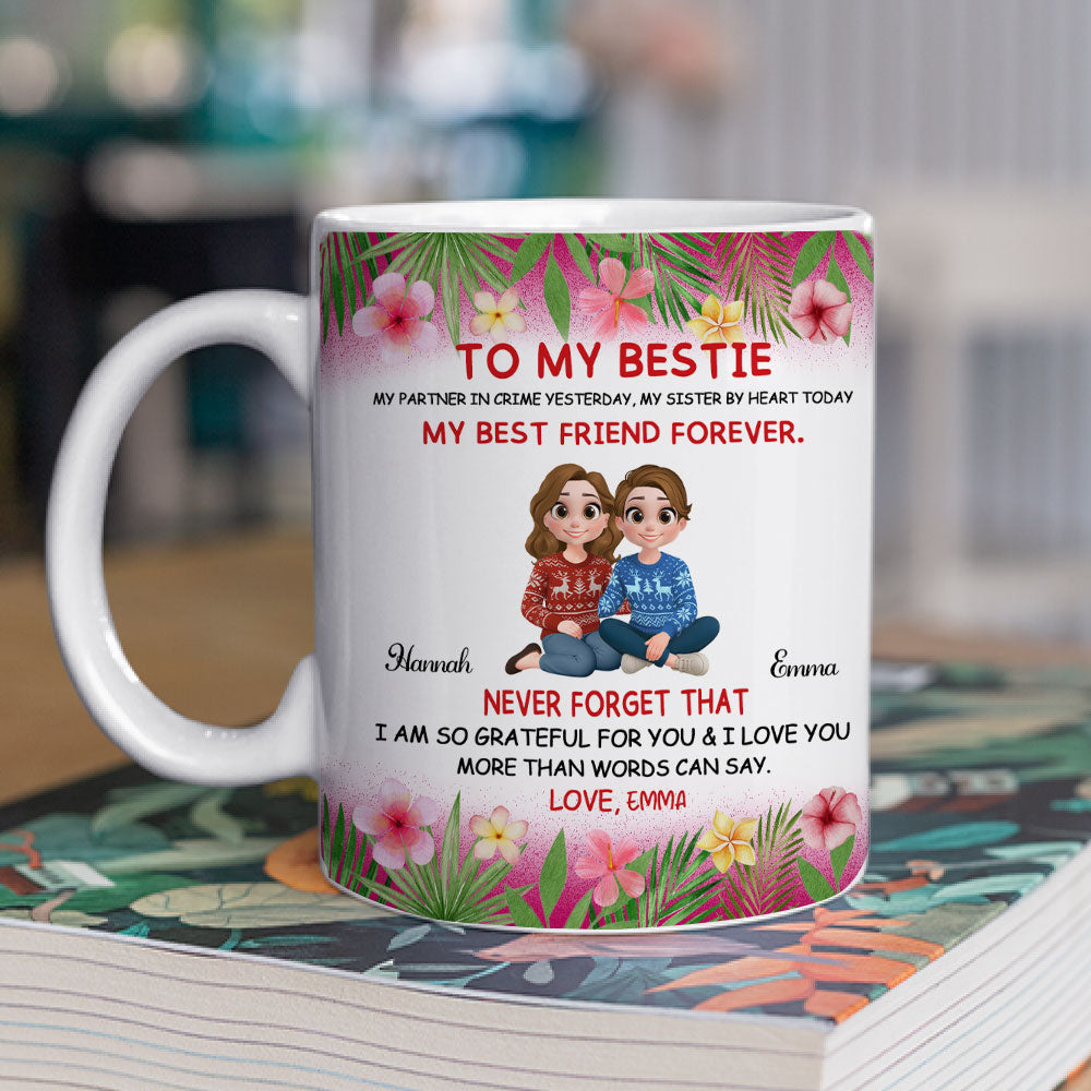 Custom Best Friend, Christmas & Birthday Friendship Keepsake Gift • My Partner In Crime Yesterday - Personalized Coffee Mug