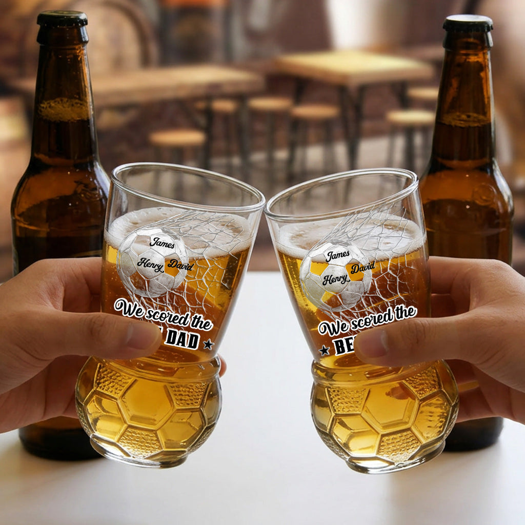 We Scored The Best Dad - Personalized Football Beer Glass
