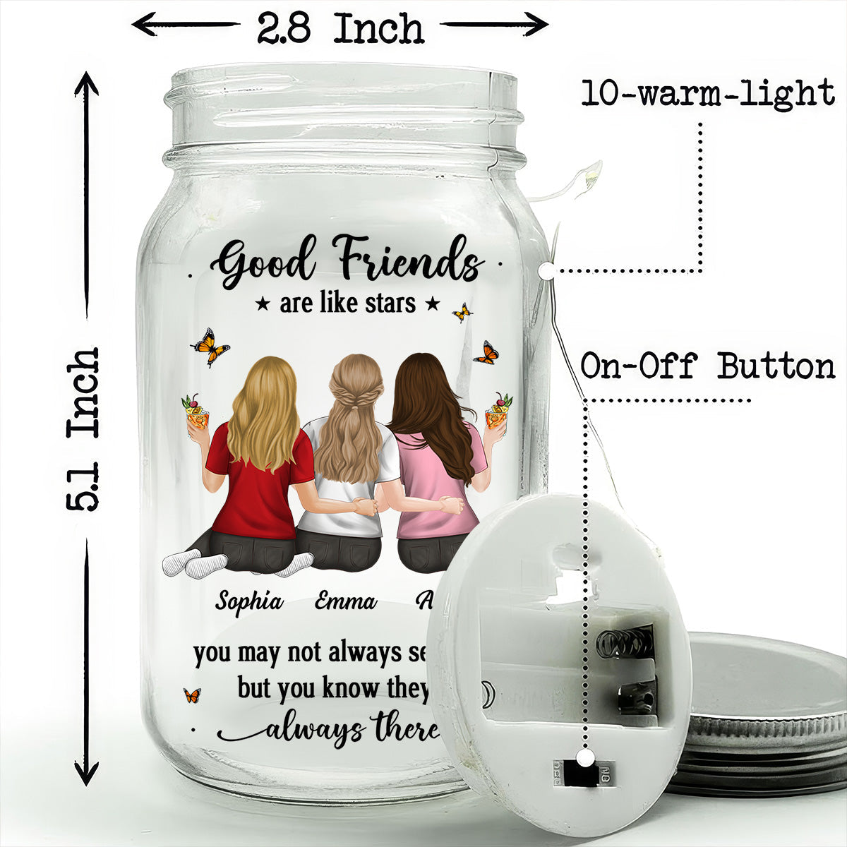 Friends Like Stars - Personalized Mason Jar Light