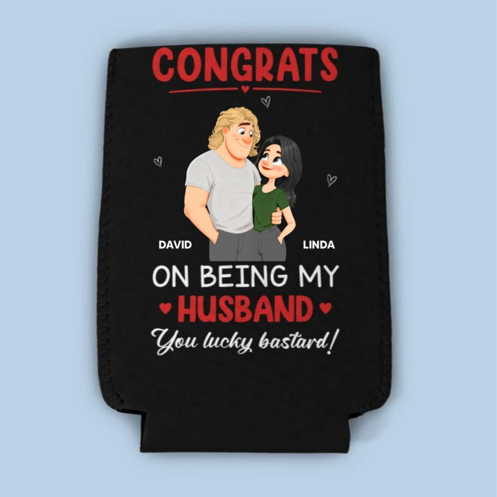 Congrats On Being My Husband - Personalized Skinny Can Cooler