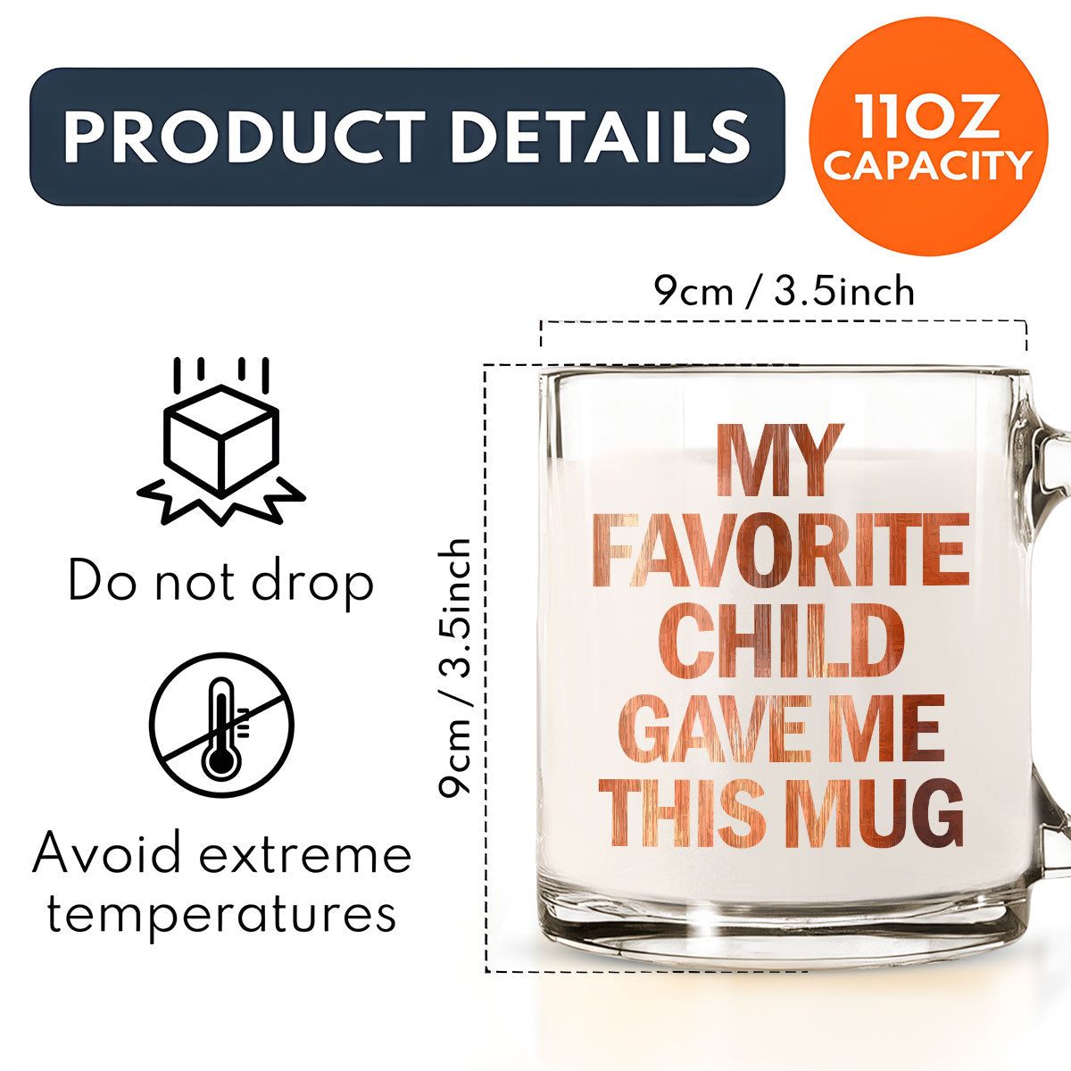 Custom Christmas & Birthday Gift for Mom • My Favorite Child Gave Me This Mug - Personalized Glass Mug