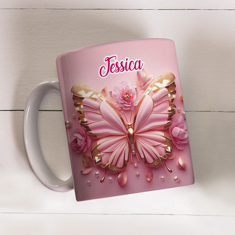 Custom Best Friend, Christmas & Birthday Friendship Keepsake Gift • Butterfly Beautiful - Personalized 3D Effect Coffee Mug