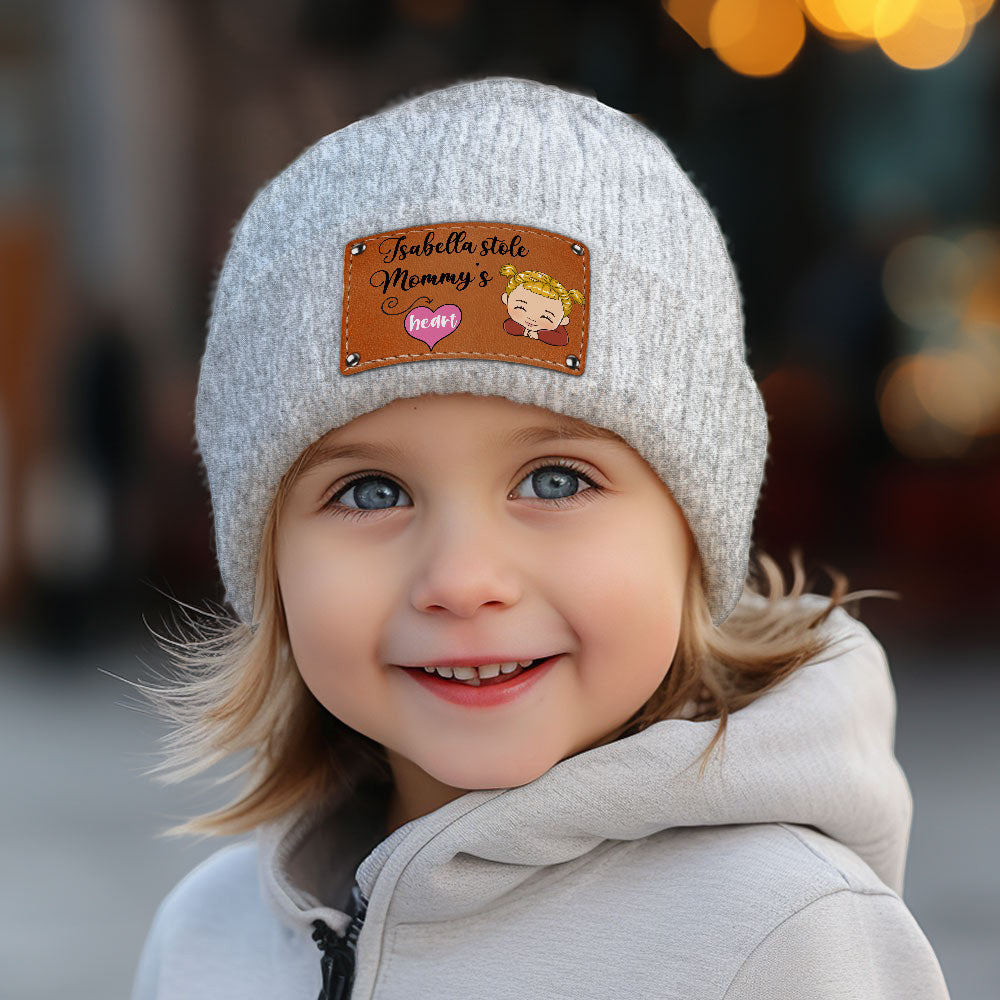 Custom Newborn Baby Beanie, Christmas Birthday Gift • I Stole The Heart Of Mommy - Personalized Beanie