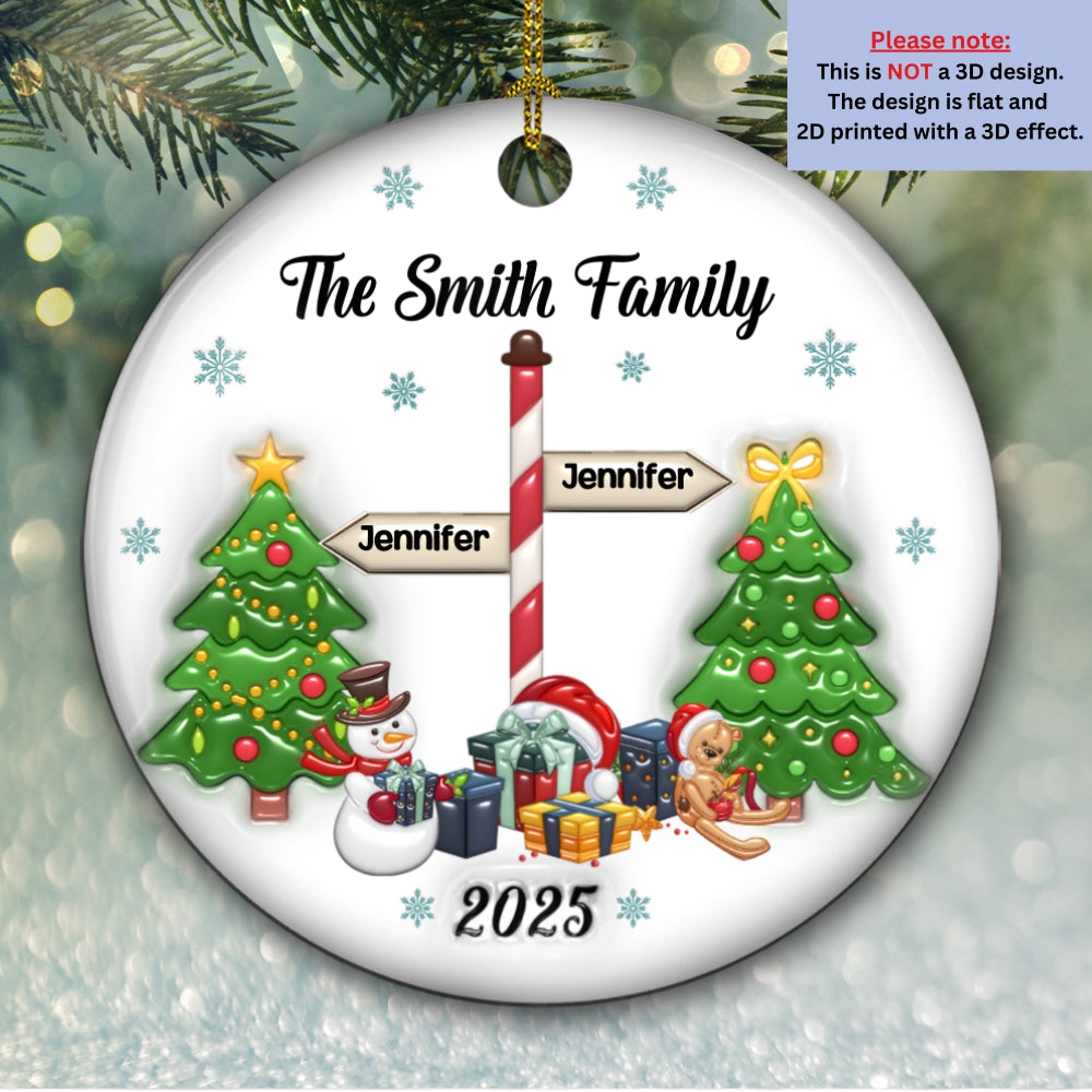 Custom Family Ornament, Christmas Gift for Family Members •  Our Family 2025 - Personalized 3D Inflated Effect Ceramic Ornament