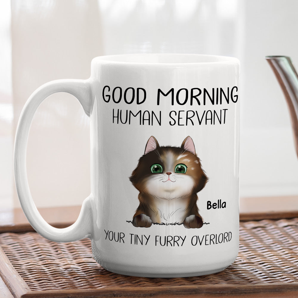 Custom Christmas & Birthday Keepsake Gift • Good Morning Human Servant - Personalized Coffee Mug