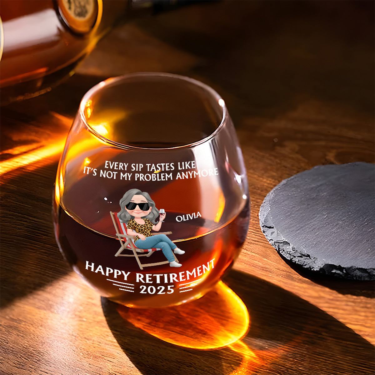 Not My Problem Anymore - Personalized Wine Glass