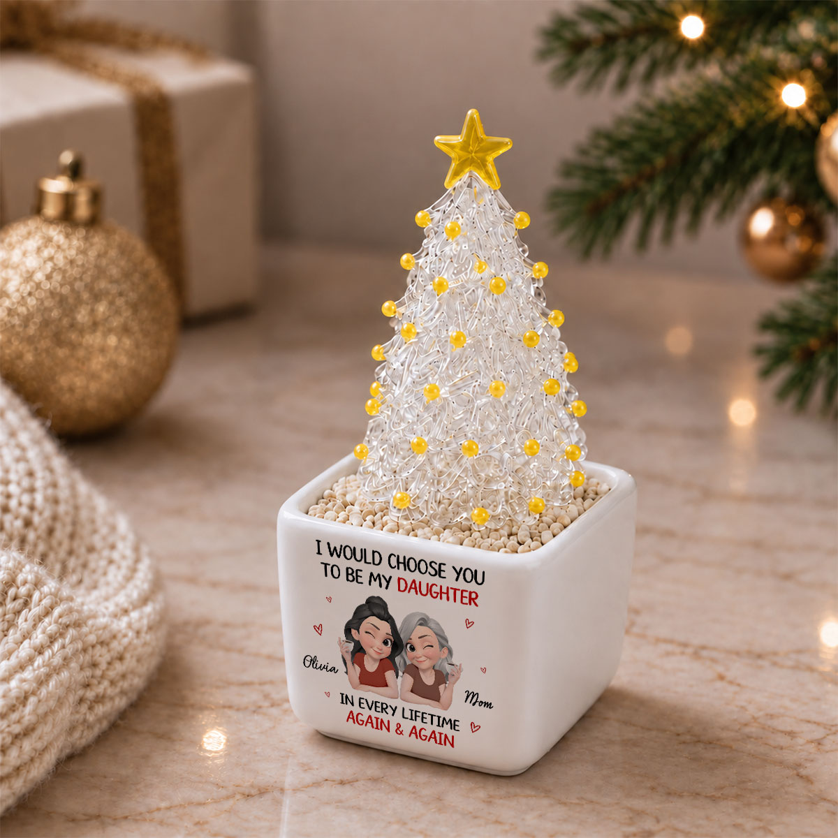 Choose You - Personalized Glass Christmas Tree