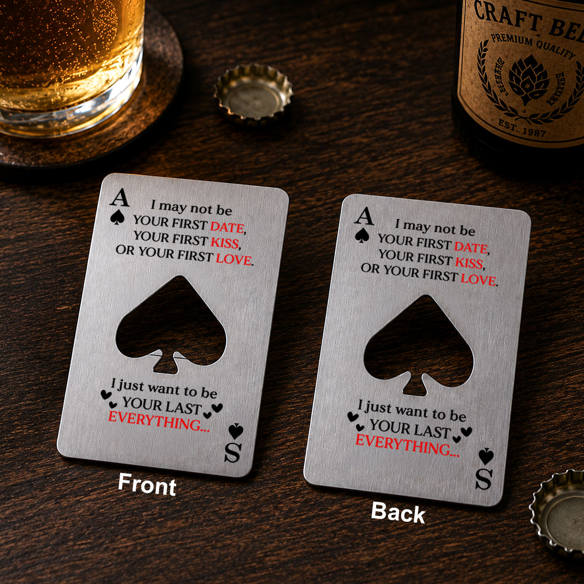 King & Queen Couple - Personalized Ace Of Spades Bottle Opener