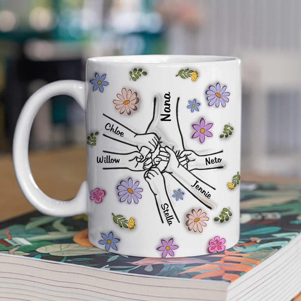 Custom Mother's Day Gift for Mom & Grandma • Grandmother Hold My Hand - Personalized 3D Inflated Effect Mug