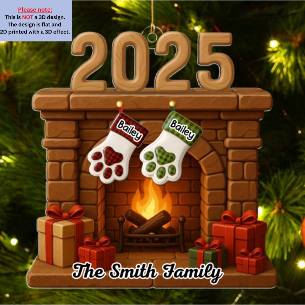 Custom Family Ornament, Christmas Gift for Family Members •  Fireside Memories Ver 2 - Personalized Acrylic Ornament