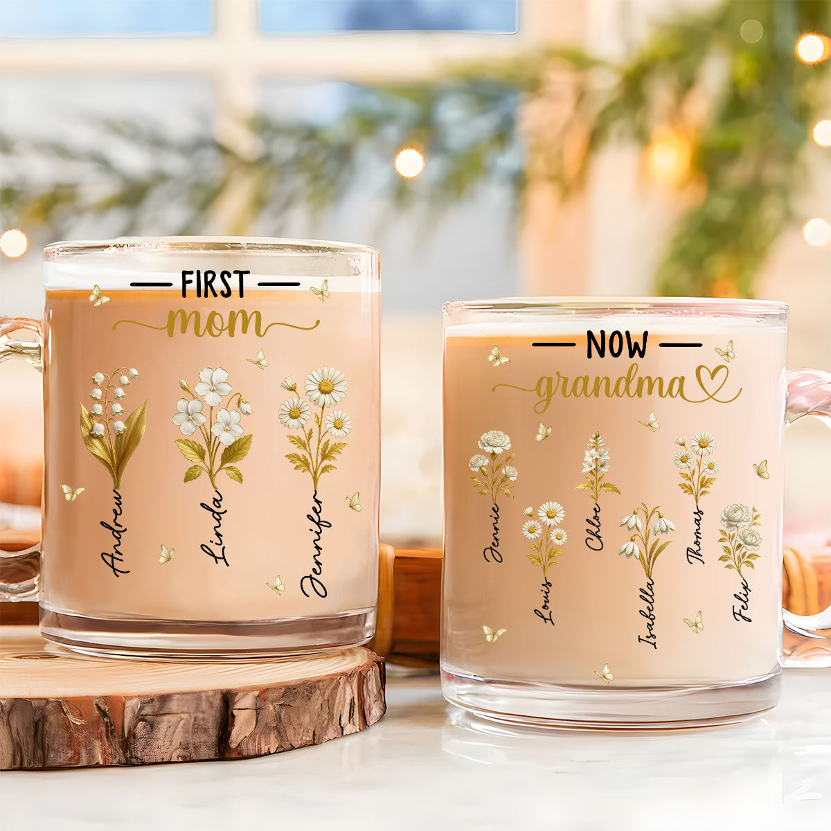 Custom Christmas & Birthday Gift For Grandma • Blooming Love Grandma - Personalized Glass Mug