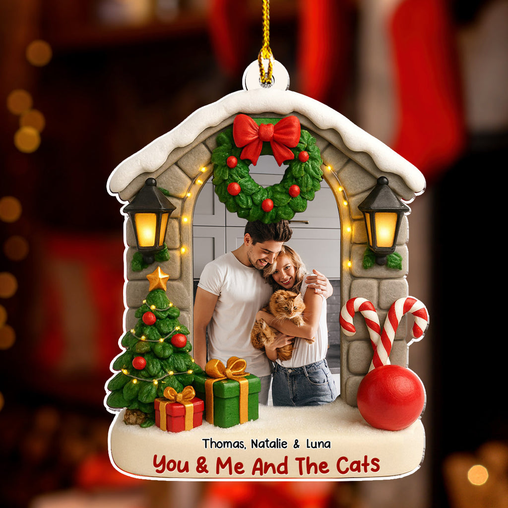 Custom Photo Keepsake Christmas Ornament • Bond Of Cat Love Photo - Personalized 3D Effect Acrylic Ornament