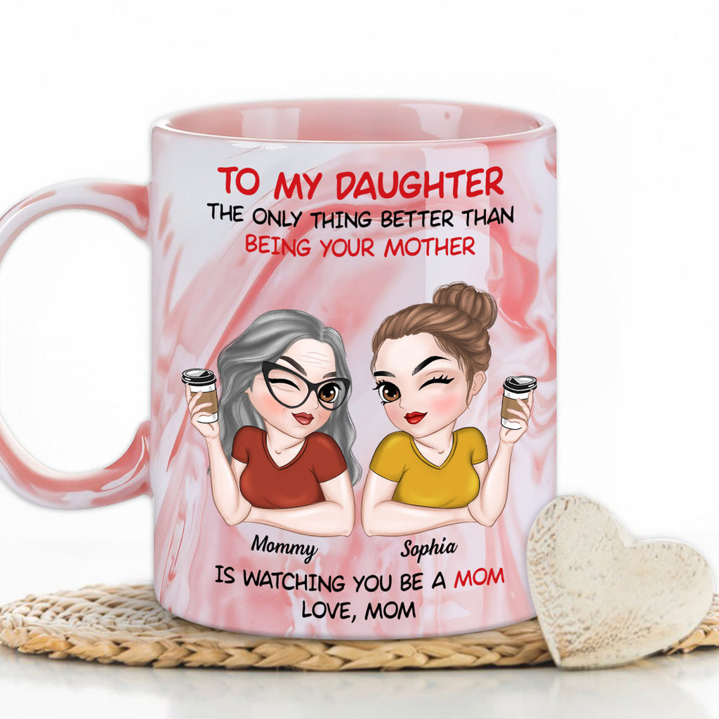 Custom Christmas & Birthday Gift for Mom • To My Daughter - Personalized Pink Marble Mug