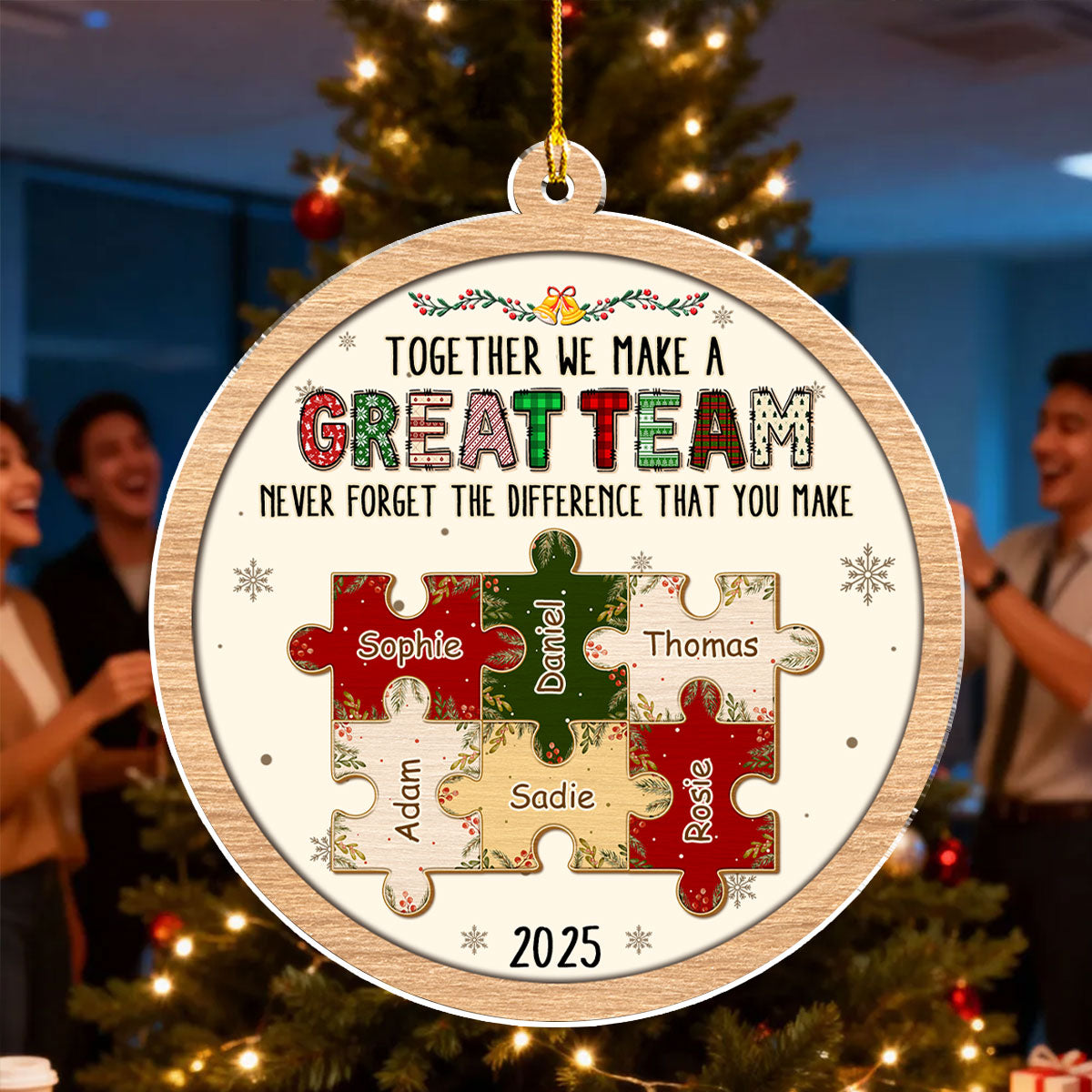 Custom Coworker Christmas Ornament, Team Appreciation Gift •  Great Team Puzzle - Personalized Acrylic Ornament