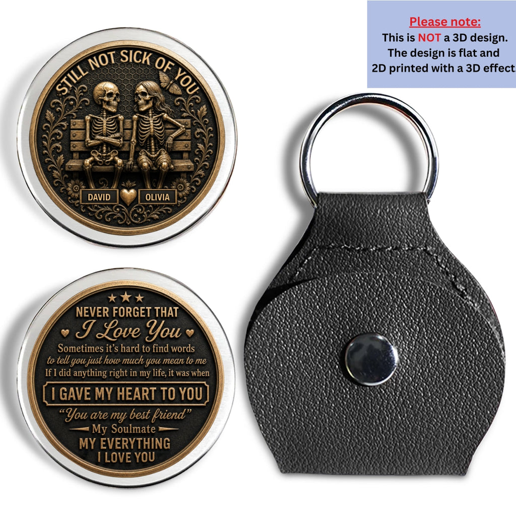 Custom Coin Keychain for Wife, Couple Anniversary Valentine's Day Gifts • Forever Begins With Us - Personalized Pocket Hug