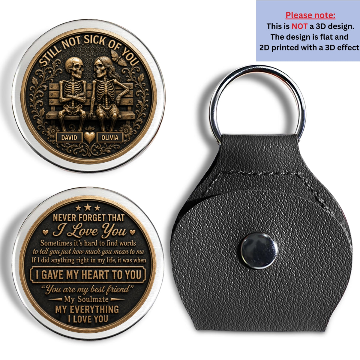 Custom Coin Keychain for Wife, Couple Anniversary Valentine's Day Gifts • Forever Begins With Us - Personalized Pocket Hug