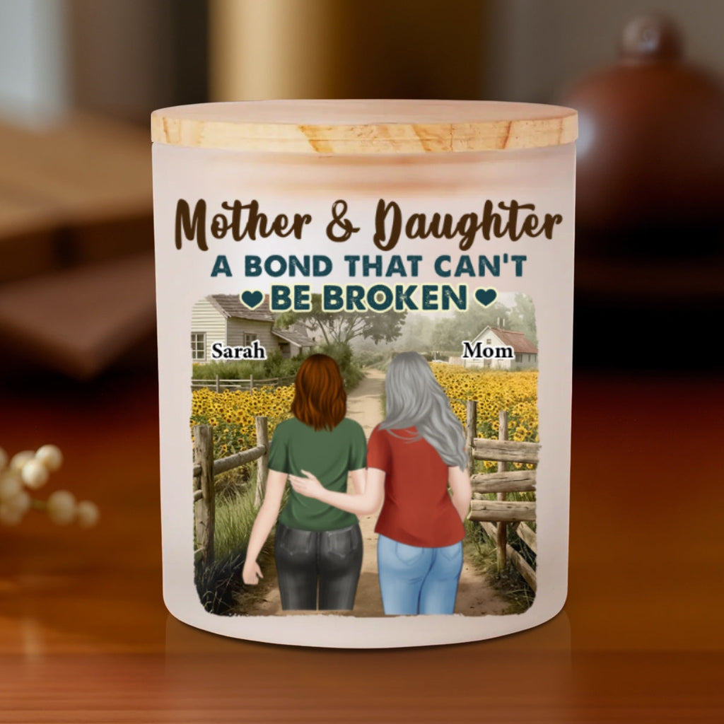 Sunflowers Mother And Child - Personalized Glass Jar With LED Candle