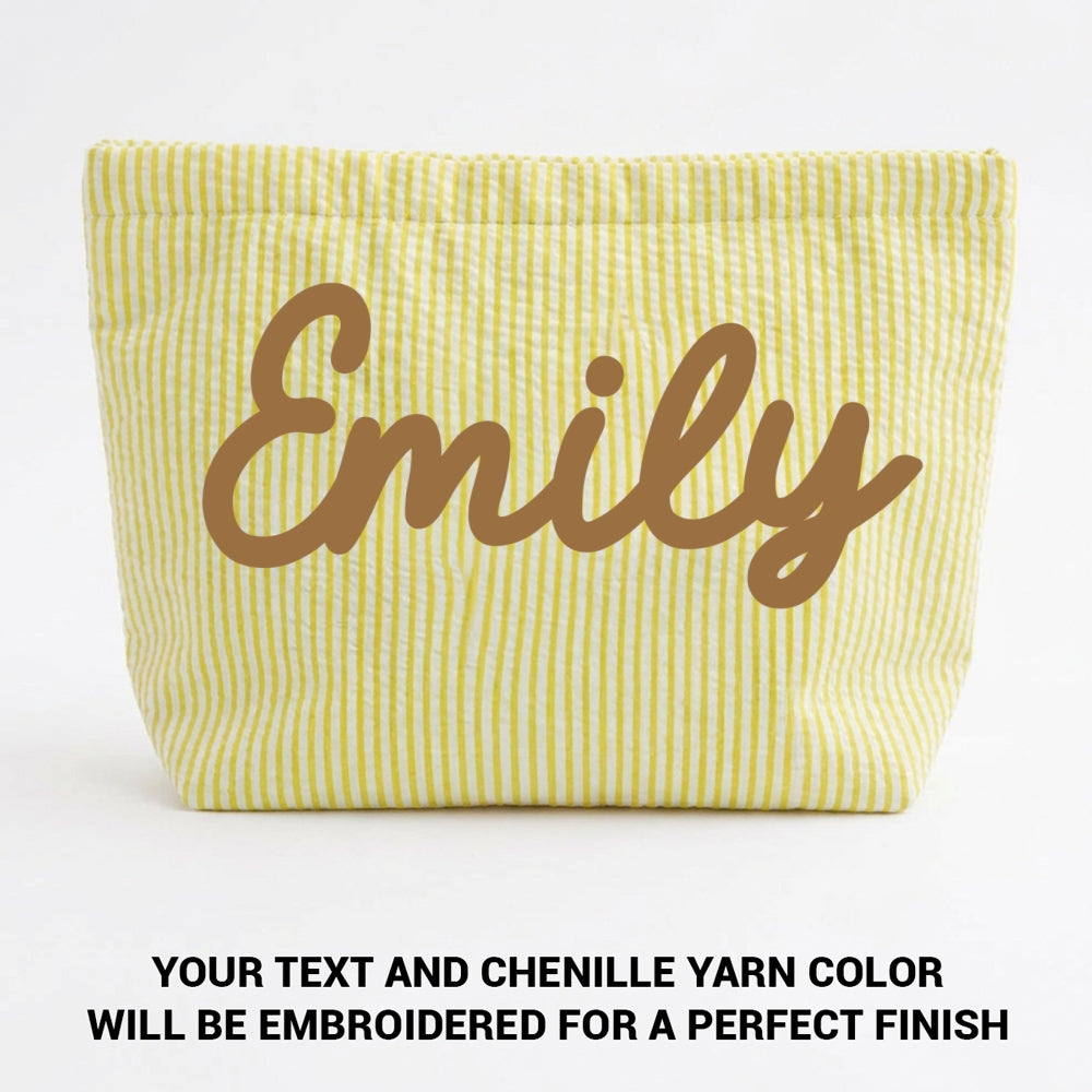 Girls Name - Personalized Seersucker Makeup Bag