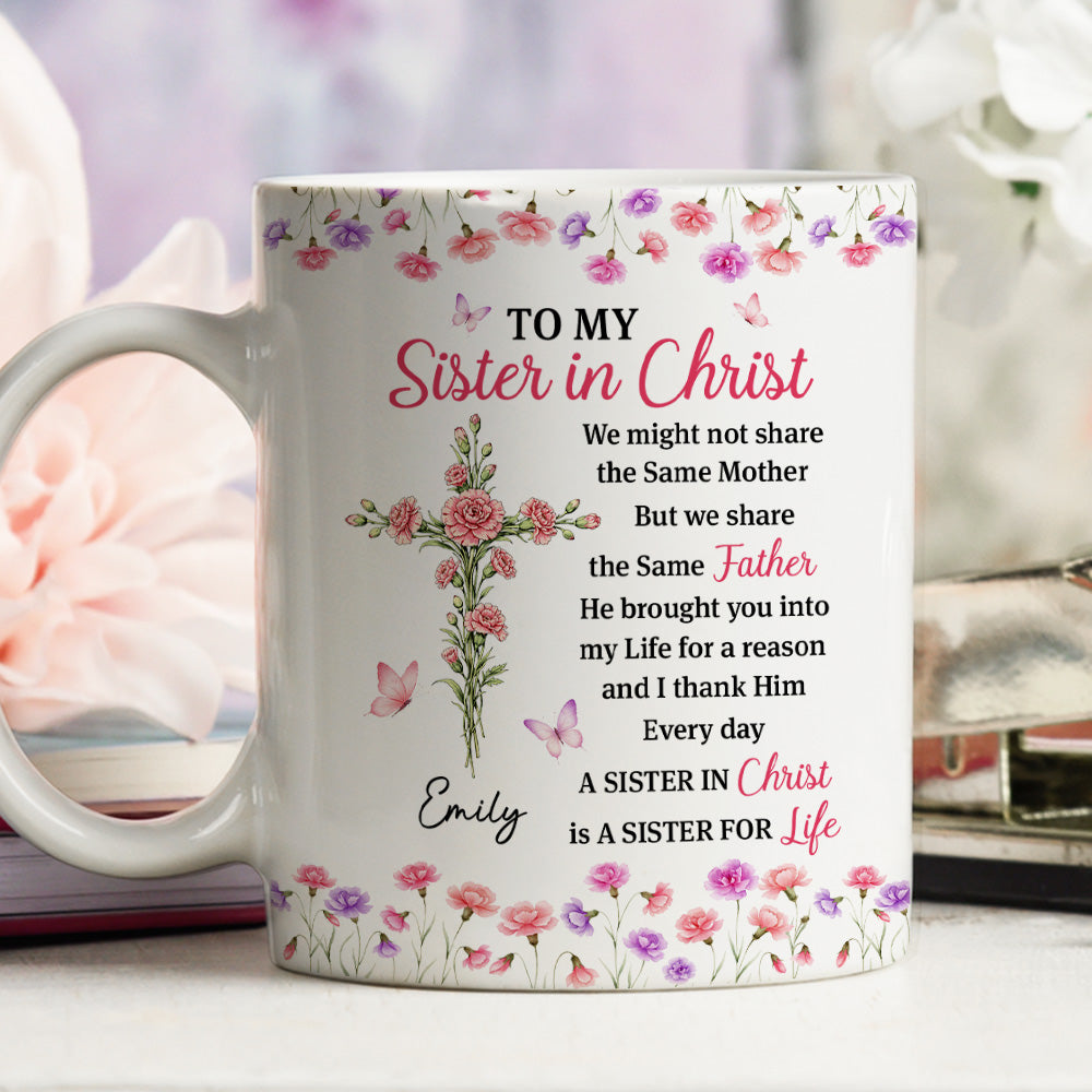 Custom Christmas & Birthday Gift For Sister • Blessed With A Sister In Christ - Personalized Coffee Mug