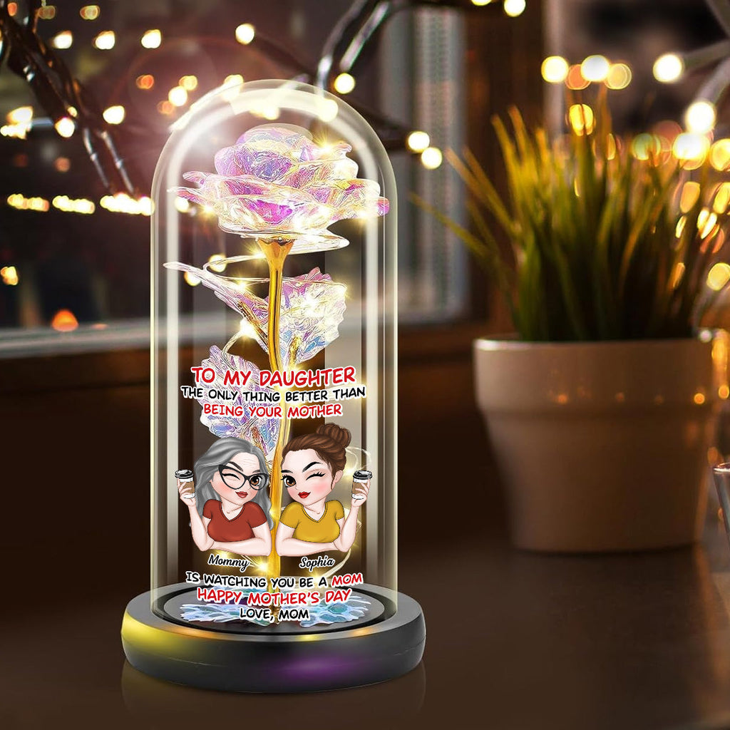 Watching You Be A Mom - Personalized Sparkly Rose