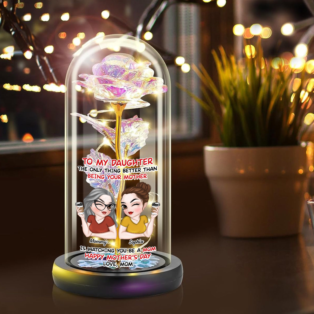 Watching You Be A Mom - Personalized Sparkly Rose