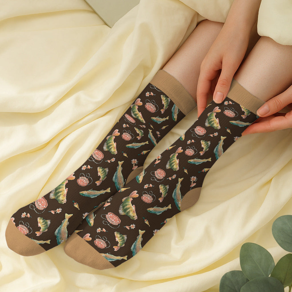 Custom Fishing Lover Gift, Outdoor Footwear For Fishermen • Lucky Fisherman - Personalized Crew Socks