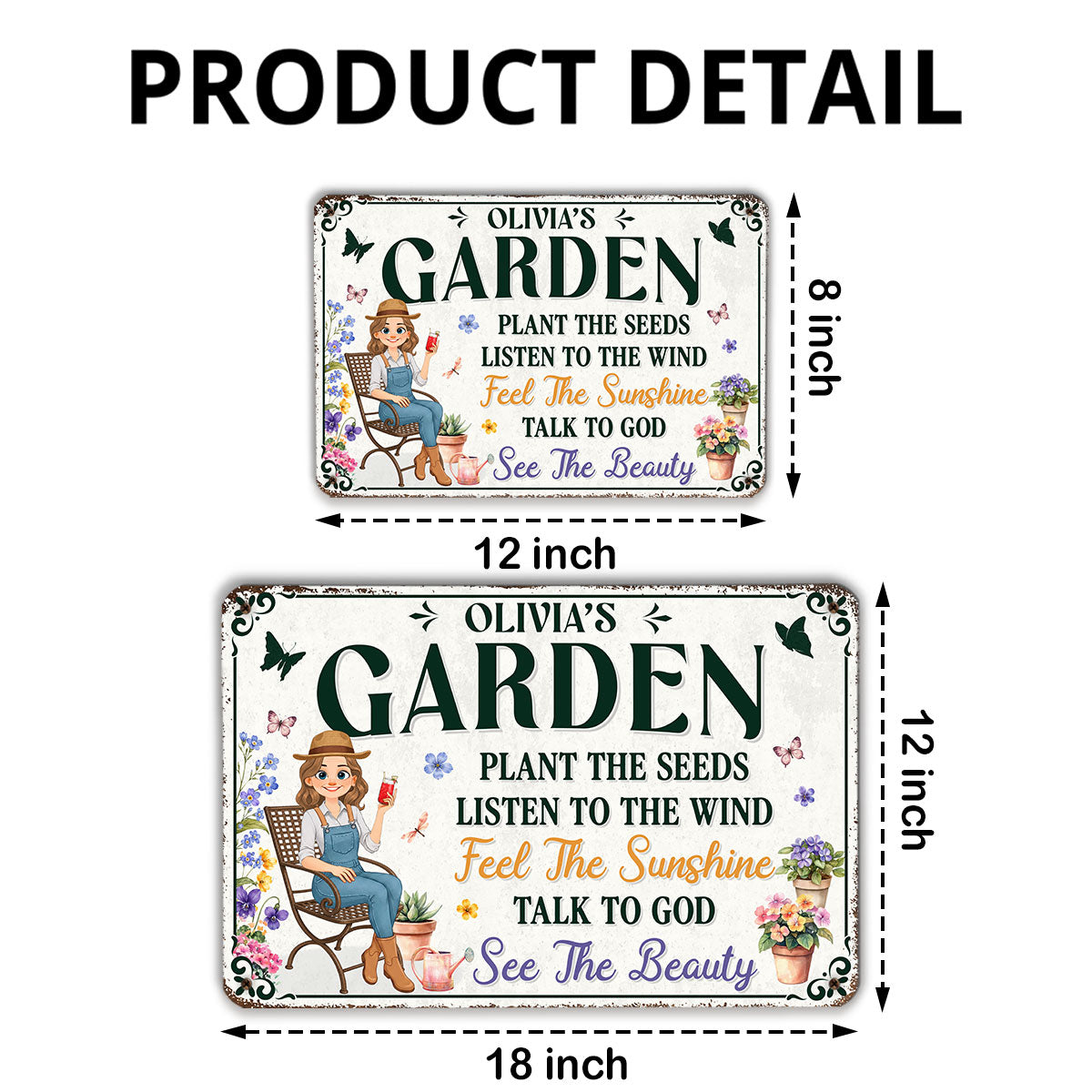 Custom Home Garden Sign, Outdoor Yard & Lawn Decor • Plant The Seeds Garden - Personalized Metal Sign