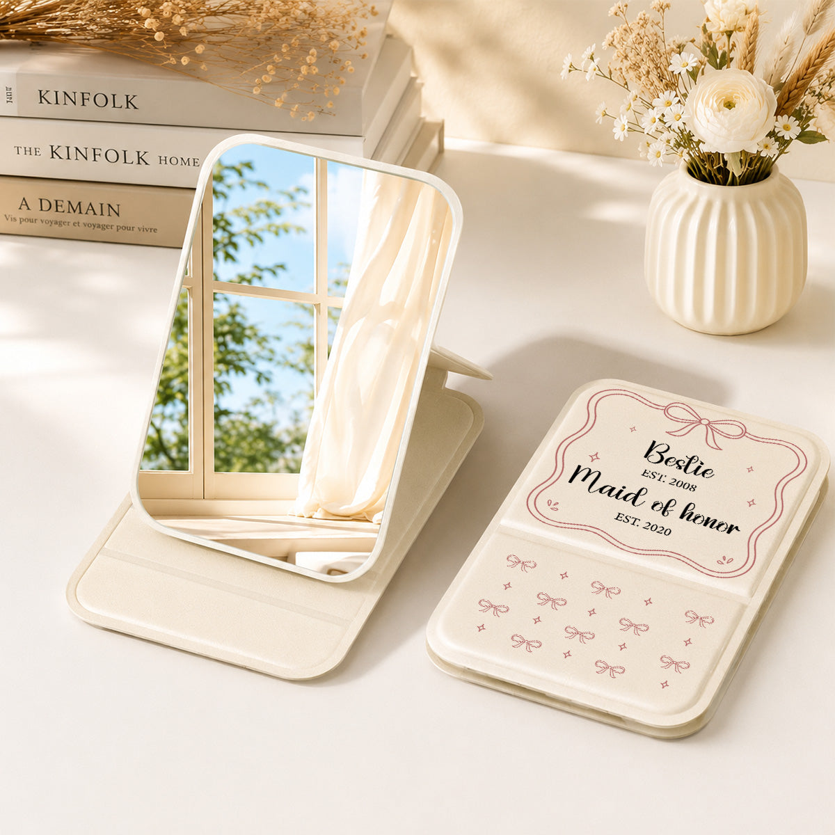 Sister Maid Of Honor - Personalized Pocket Leather Mirror