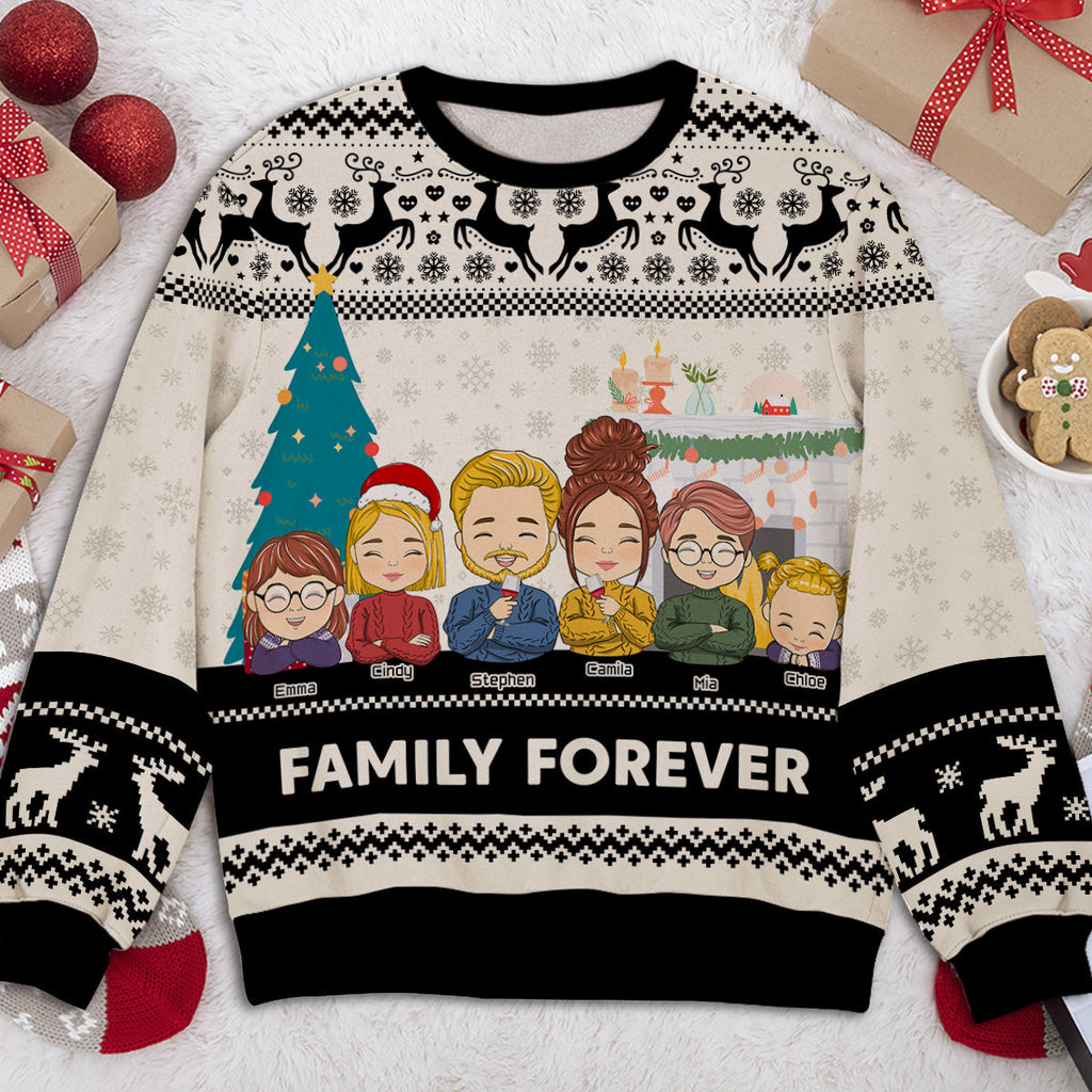Custom Family Christmas Sweatshirt, Gift for Family Members • Family Forever - Personalized All-Over-Print Sweatshirt