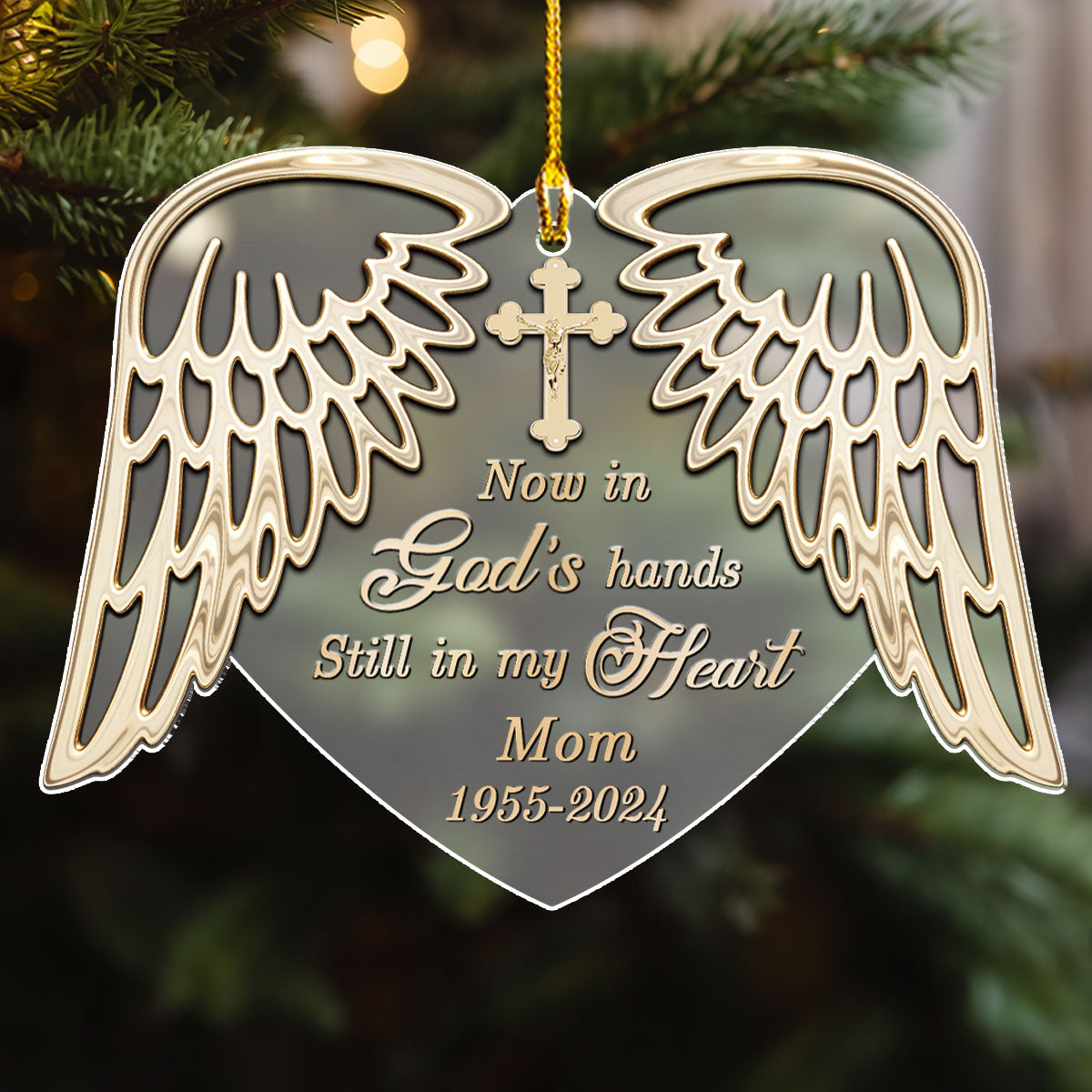 Custom Memorial Christmas Ornament, Sympathy Keepsake •  Still In My Heart - Personalized Frosted Acrylic Ornament