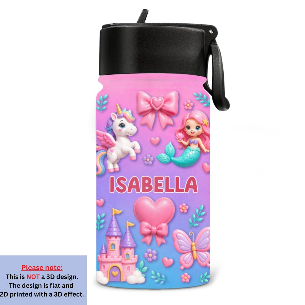 3D Cartoon Name - Personalized 3D Effect Kids Water Bottle