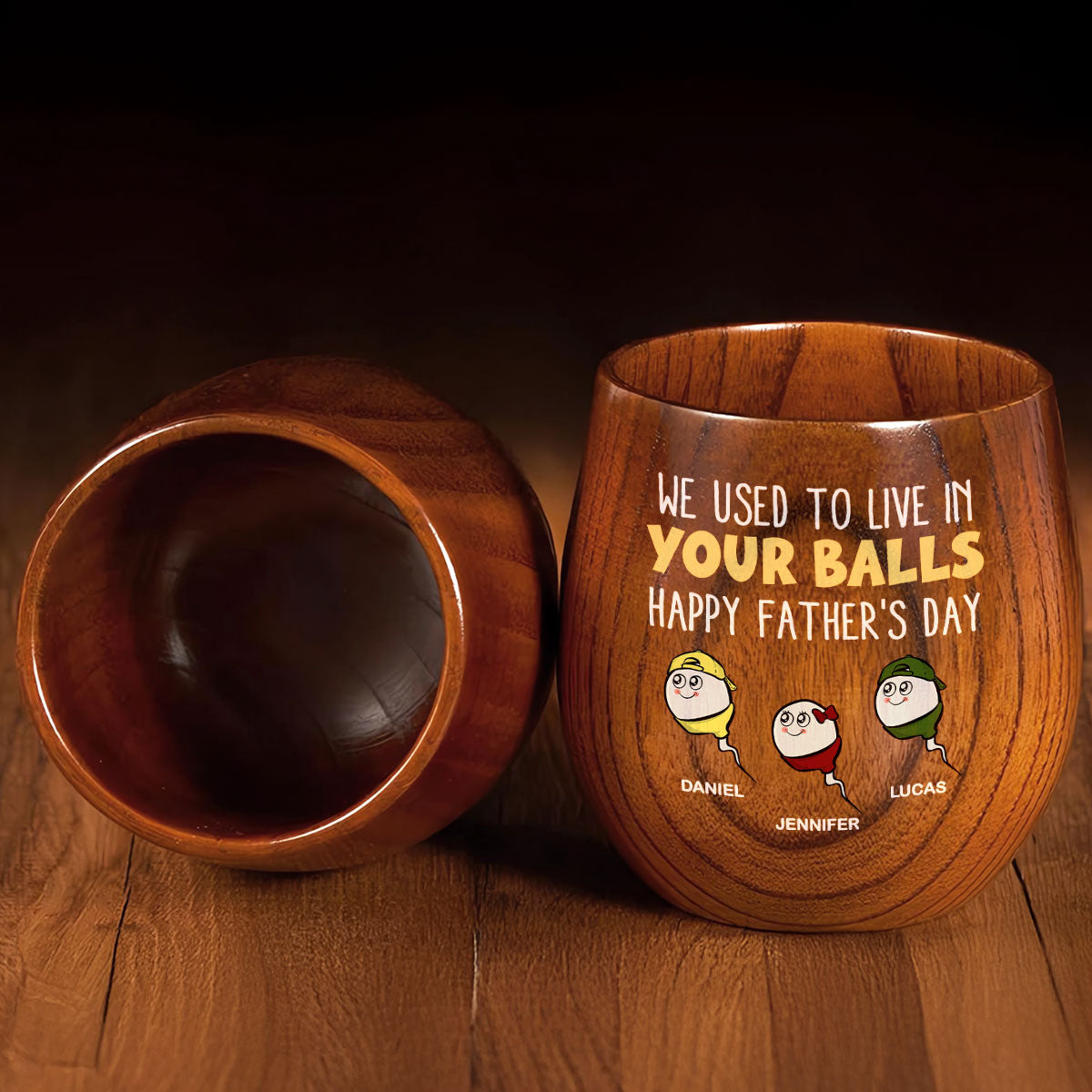 Dad Thanks For Not Pulling Out - Personalized Wooden Whiskey Glass