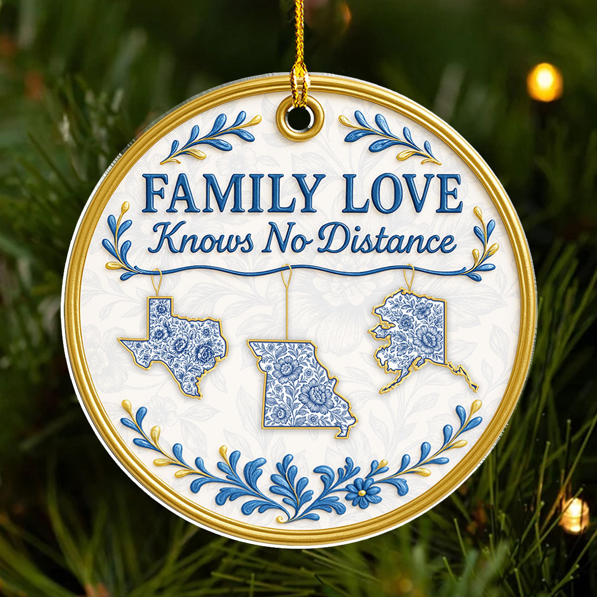 Custom Family Christmas Ornament for Long Distance Families •  No Distance - Personalized Acrylic Ornament