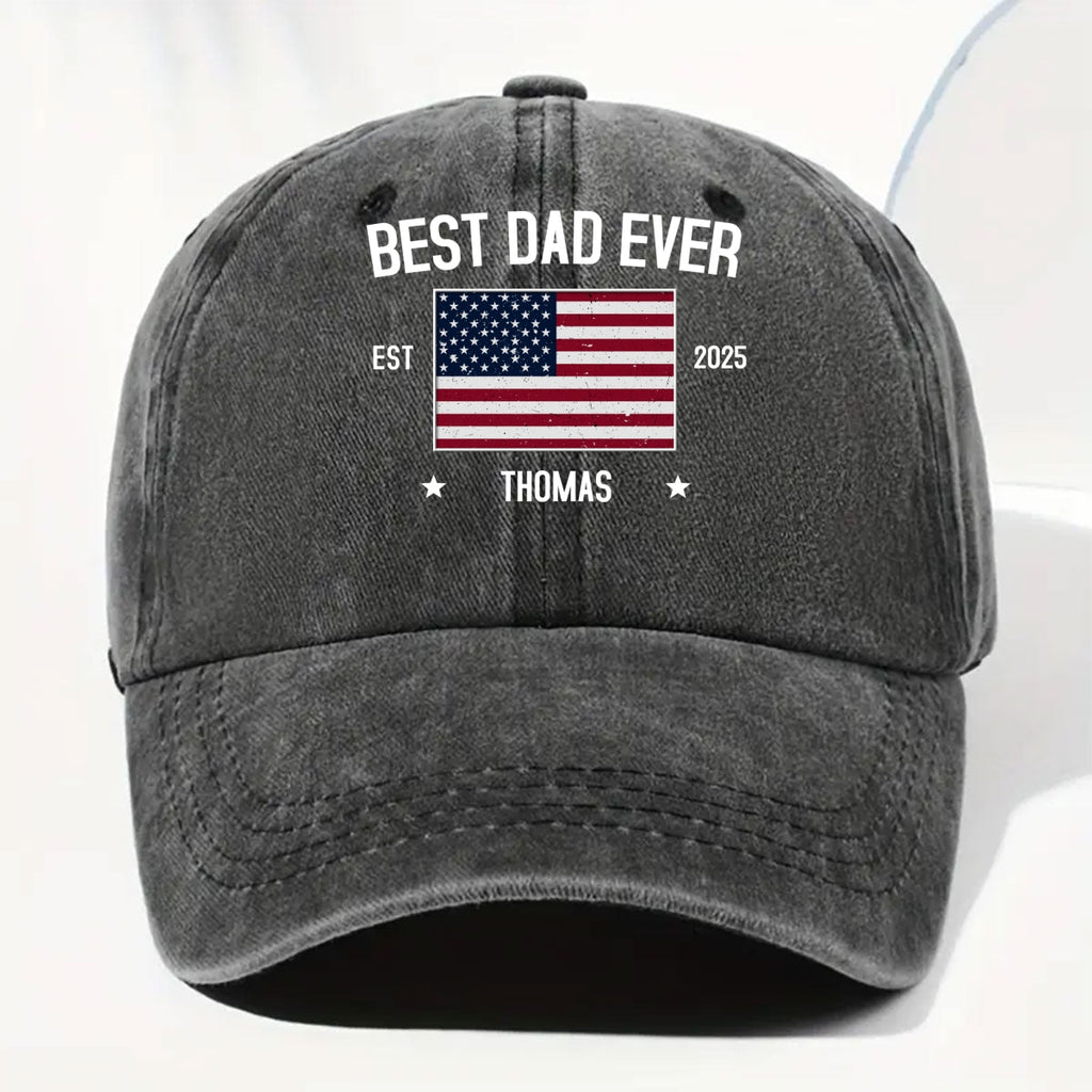 Custom Christmas Headwear Birthday Gifts for Dad • Dad Life Vibes - Personalized Vintage Washed Denim Cap