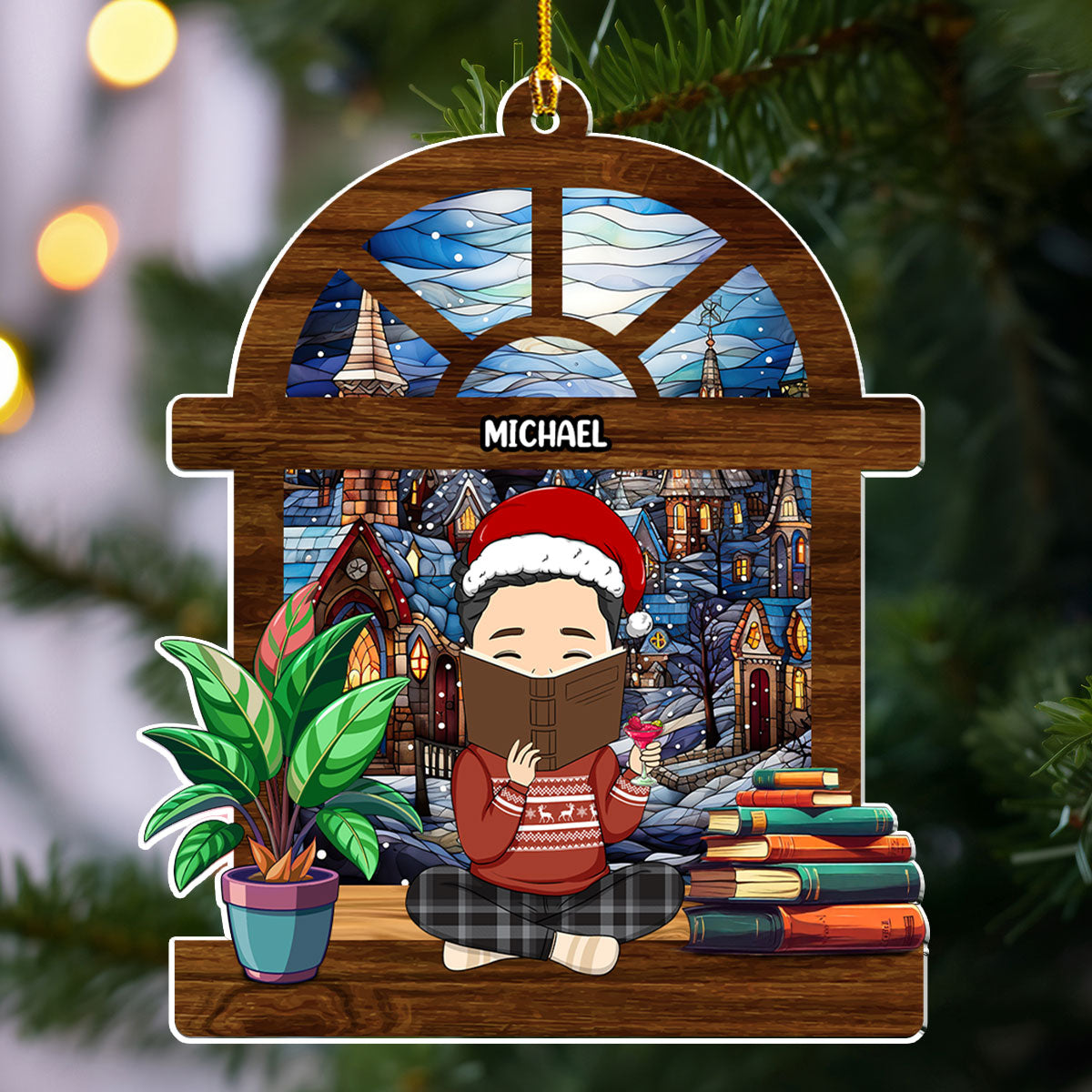 Custom Keepsake Christmas Ornament •  Book Lover - Personalized Acrylic Ornament